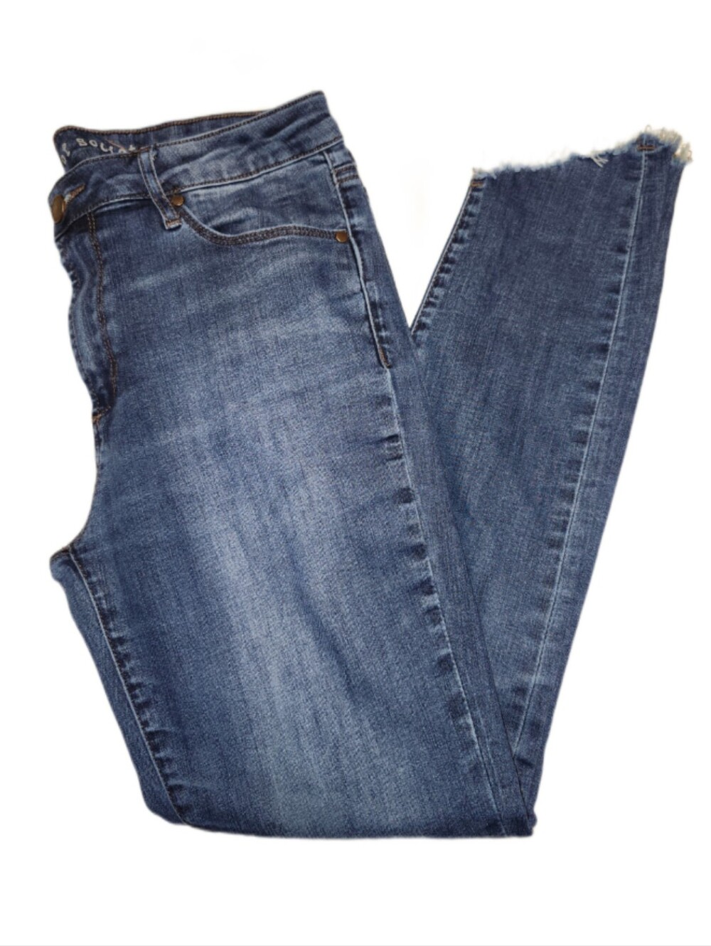 Articles Of Society Cougar Wash Mid Rise Skinny Jeans, Raw Slanted Hem, 30